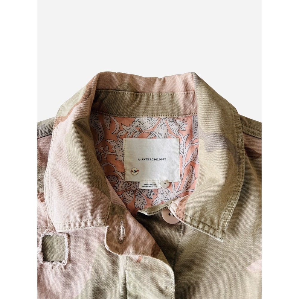 Anthropologie Lida Pink Camo Camouflage Utility Vest Oversized Small Distressed - Picture 4 of 6
